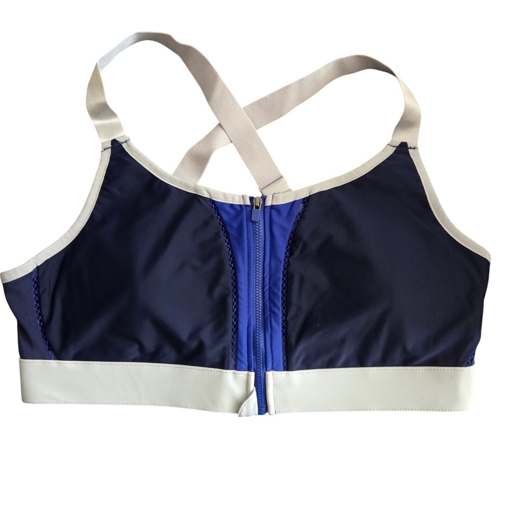 Fabletics Front Zip Sports Bra Navy Blue Grey XXL BA1827875-4282-17070
